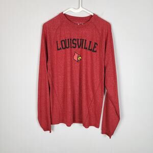 Adidas Mens Louisville Cardinals Shirt Size S Red Long Sleeve Spellout Climalite